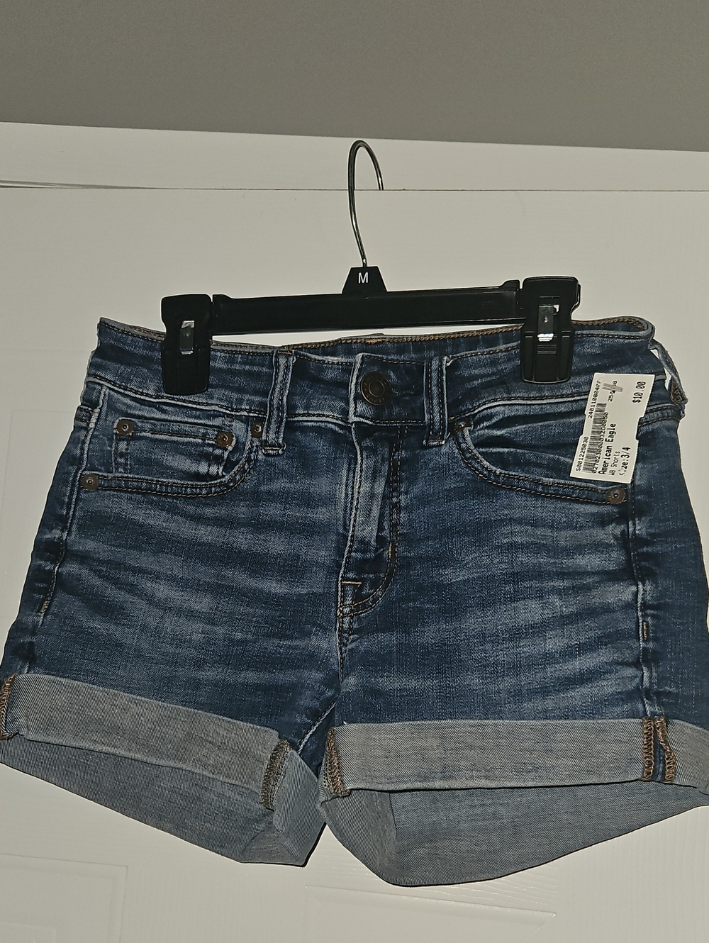 American Eagle Outfitters Dark Blue Rolled Hem Denim Shorts